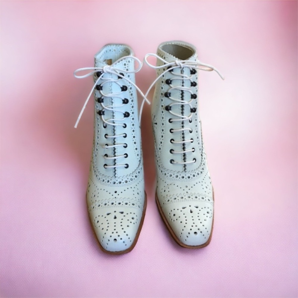 PRADA Victorian Style Lace Up Ankle Boot.